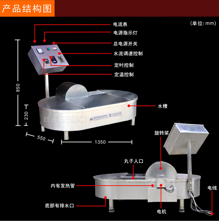 自動煮丸水槽-結構示意圖