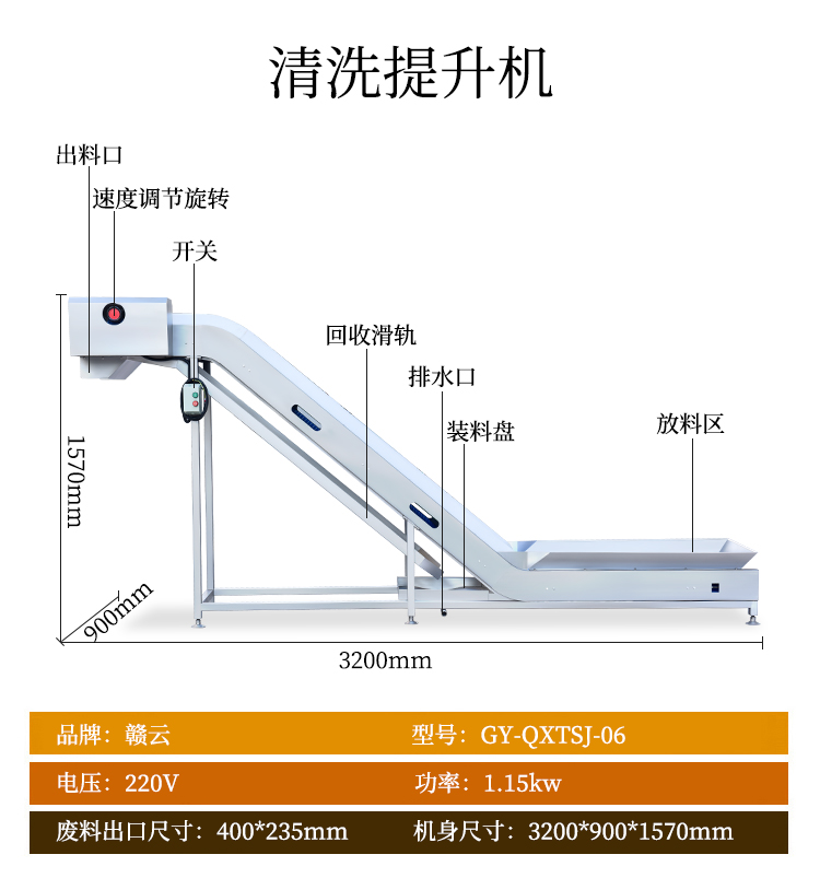 清洗提升機(jī)圖片參數(shù)